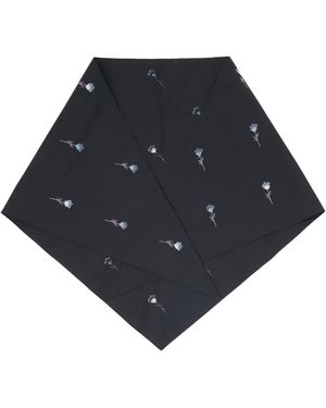 Rier Foulard Noir En Popeline À Motif Fleuri