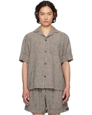 Bottega Veneta Off- Knotted Viscose Check Shirt - Grey