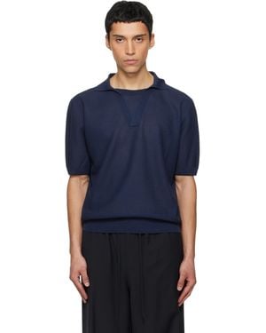 LE17SEPTEMBRE Layered Neck Knit Polo - Blue
