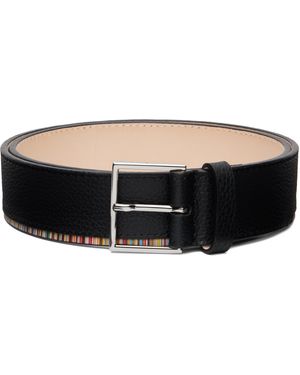 Paul Smith Ceinture Noire À Garniture À Rayures Emblématiques