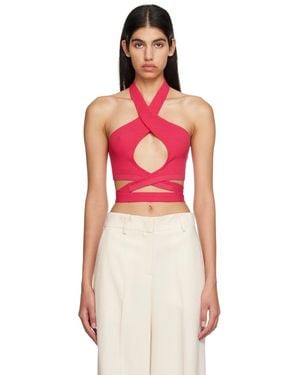 MSGM Pink Wrap Tank Top - Red