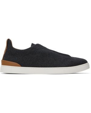 ZEGNA #Usetheexistingコレクション グレー Triple Stitch スニーカー - ブラック