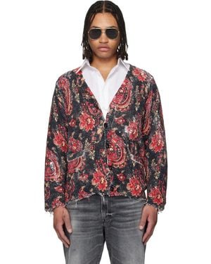 R13 Printed Boyfriend Cardigan - Red