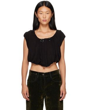 OPEN YY Shirred Jersey Vest - Black