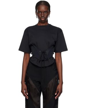 Mugler Black Lace-up T-shirt