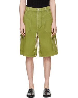 Marni Screen-Printed Denim Cargo Shorts - Green
