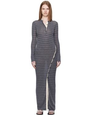 Nanushka Dakoa Striped Terry Merino Maxi Dress - Black