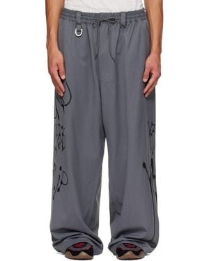 Y-3 Chito Edition Graphic Wide Wool Pants - Gray