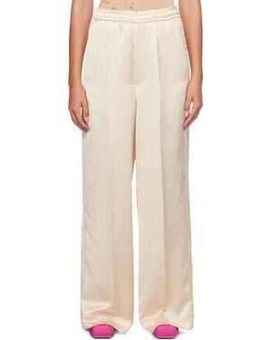 MM6 by Maison Margiela Pleated Straight Casual Trousers - Natural