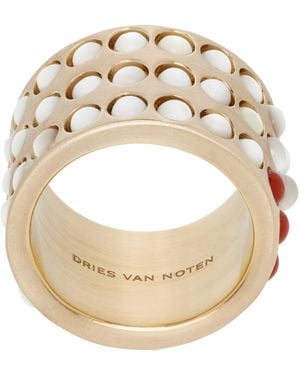 Dries Van Noten Layered Stone Band Ring - Metallic