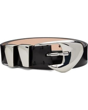 BY FAR Moore Semi Patent Leather Belt - Black