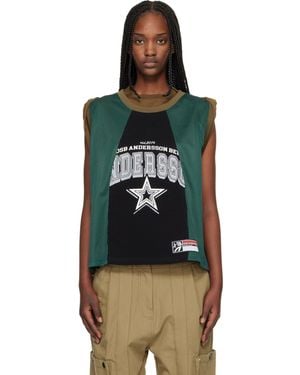 ANDERSSON BELL Khaki & Layered Roll Up Basketball Jersey T-Shirt - Black