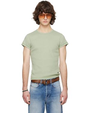 Sanderlak T-Shirt Étroit Vert En Tricot Côtelé - Multicolore