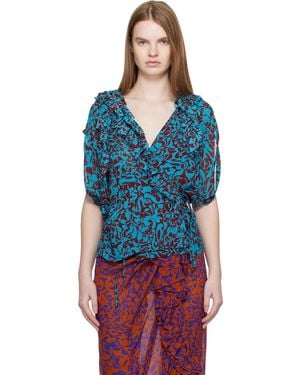 Dries Van Noten Burgundy Pattern Top - Blue
