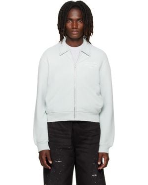 Acne Studios Pull Molletonné Vert À Glissière - Blanc