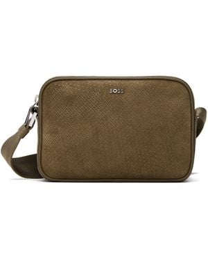 BOSS Suede Crossbody Pouch - Black
