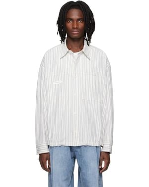 WOOYOUNGMI Stripe Patch Shirt - Black