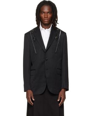 Simone Rocha Embellished Structured Slash Blazer - Black