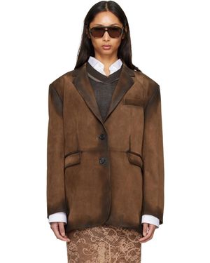 Acne Studios Blouson De Tailleur Brun En Suède - Marron