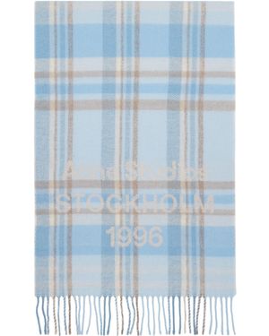 Acne Studios Logo Fringe Scarf - Blue