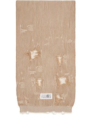 MM6 by Maison Margiela タン&ホワイト Amended Optical Ribs マフラー - ナチュラル