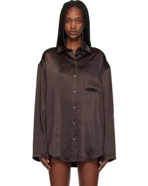 Skims Lightweight Satin Oversized Shirt - Brown