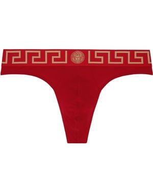 Versace Greca Border Thong Briefs - Red