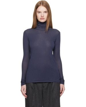 AURALEE Super High Gauge Sheer Rib Turtleneck - Blue