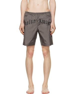 Palm Angels Curved Logo Swim Shorts - Black