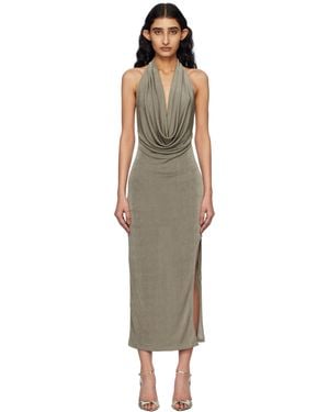 MISBHV Taupe Cowl Neck Maxi Dress - Black