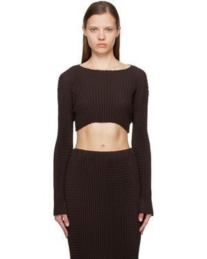 Issey Miyake Brown Textured Long Sleeve T-shirt - Black