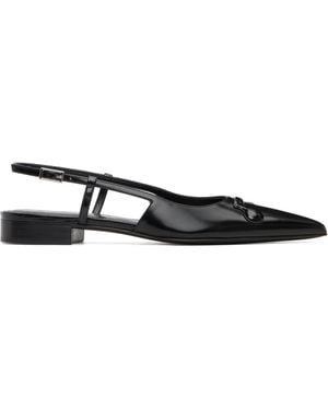 Marni Leather Trunkaroo Pointed Toe Slingback Ballerina Flats - Black