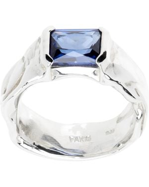 Faris Ssense限定 シルバー Nast リング - ブルー