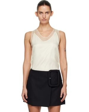Ami Paris Off- Sheer Silk Tank Top - Black