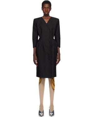 Pushbutton Hourglass Midi Dress - Black