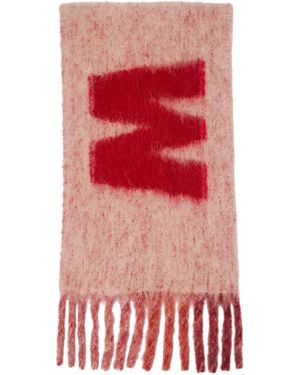 Marni Pink Fringed Scarf - Red