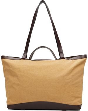 Dries Van Noten Khaki & Canvas Tote - Brown