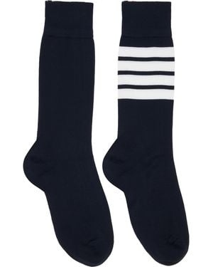 Thom Browne Cotton 4-Bar Mid Calf Socks - Blue