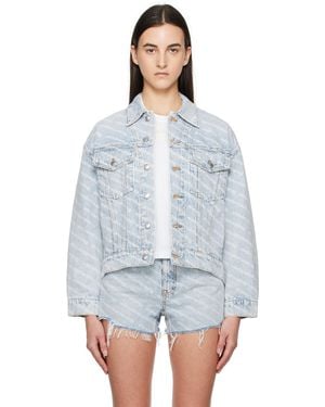 Alexander Wang ブルー Falling Back ロゴ デニムジャケット - ホワイト