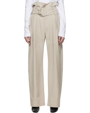 JW Anderson Taupe Gathered Waist D-Ring Pants - White