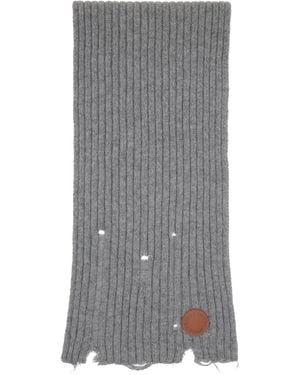 Stella McCartney Écharpe grise en tricot d'alpaga à effet usé