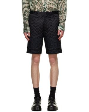 Dries Van Noten Ssense Exclusive Quilted Silk Shorts - Black