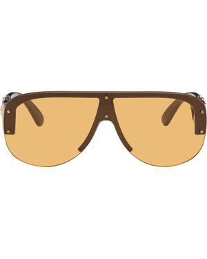 Versace Lunettes Aviateur De Type Visière Noires - Marron