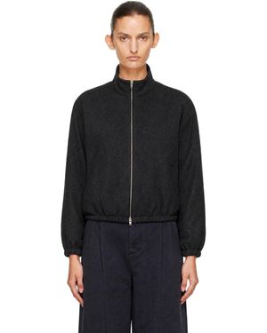 Jil Sander Blouson Aviateur Gris En Laine - Noir