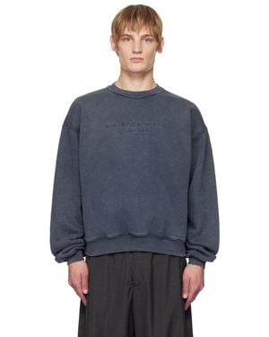 Alexander Wang Pull Molletonné Gris À Logo Gaufré - Bleu