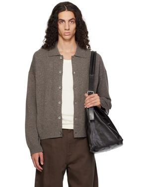 YACAIA Taupe Y-0017 Oversized Merino Cashmere Cardigan - Brown