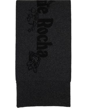 Simone Rocha Long Graphic Logo Knit Scarf - Black