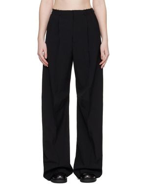 MM6 by Maison Margiela Wool Wide Leg Trousers - Black