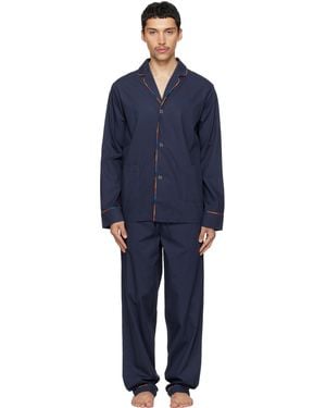 Paul Smith ネイビー 'Artist Stripe' Trim コットン パジャマセット - ブラック