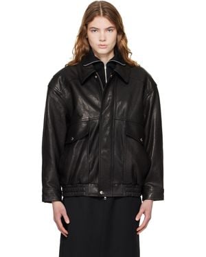 DUNST Oversized Vintage Leather Jacket - Black